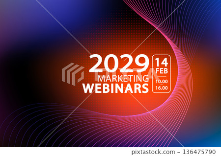 Online event announcement featuring a modern wavy aesthetic to capture attention. This versatile template offers a professional look for marketing webinars and corporate training. 136475790