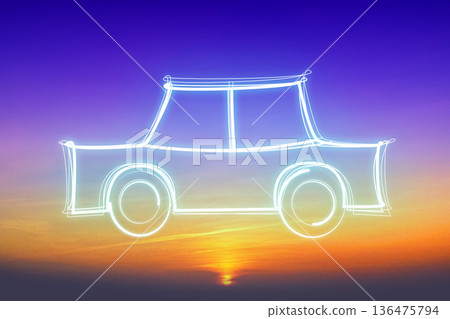 Sunset sky and car shape 136475794