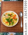 Vegetables and Meat Soup with Pork, Potato, Carrot, Celery; Turnip and Parsley. 136475999
