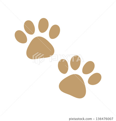 Cute paw illustration set - brown, beige, dog, cat Cute paw illustration set - brown, beige, dog, cat 136476007