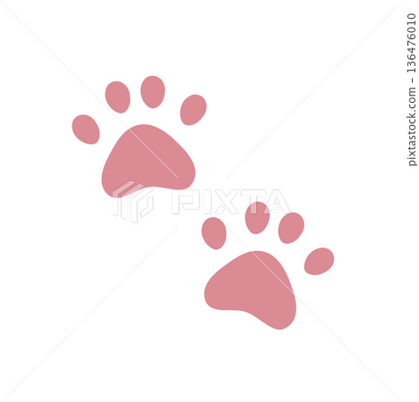 Cute paw illustration set - pink, dog, cat Cute paw illustration set - pink, dog, cat 136476010