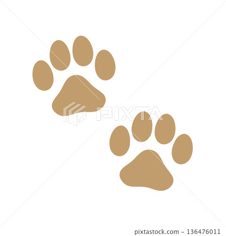 Cute paw illustration set - brown, beige, dog, cat Cute paw illustration set - brown, beige, dog, cat 136476011