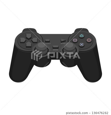 Black Game Controller Cartoon Vector Illustration 136476282