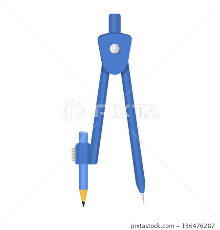 Blue Drawing Compass Cartoon Illustration Blue Drawing Compass Cartoon Illustration 136476287