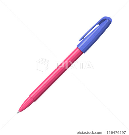 Blue Pink Pen Cartoon Illustration Blue Pink Pen Cartoon Illustration 136476297