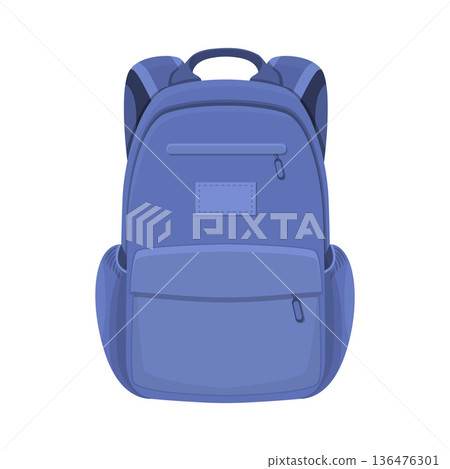 Blue Backpack Cartoon Vector Illustration Blue Backpack Cartoon Vector Illustration 136476301