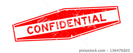 Grunge red confidential word hexagon rubber seal stamp on white background 136476805