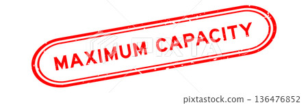 Grunge red maximum capacity word rubber seal stamp on white background 136476852