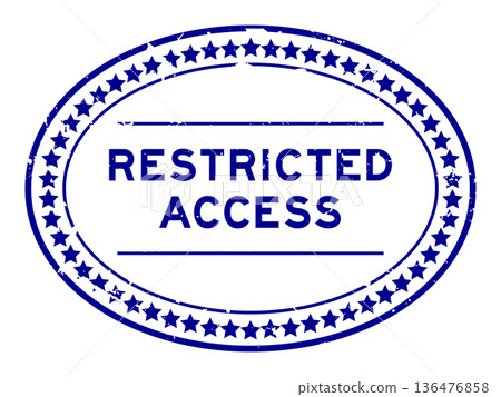 Grunge blue restricted access word oval seal stamp on white background 136476858