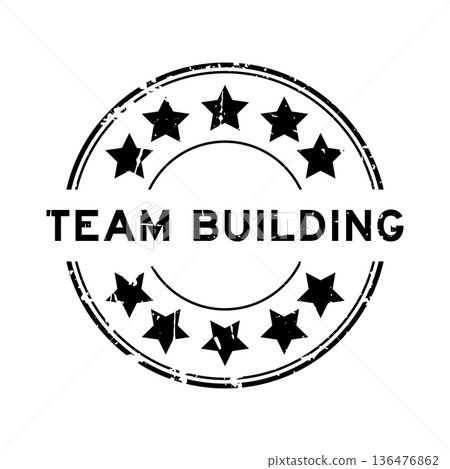 Grunge black team building word with star icon round rubber seal stamp on white background Grunge black team building word with star icon round rubber seal stamp on white background 136476862