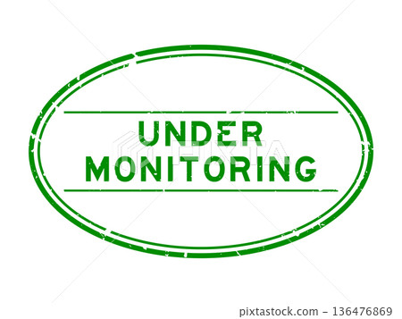 Grunge green under monitoring word oval rubber seal stamp on white background Grunge green under monitoring word oval rubber seal stamp on white background 136476869