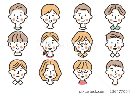 Male face icon set ③ 136477004