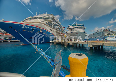 Cozumel, Mexico-December 16 2025:Cozumel is a major Caribbean cruise hub with three main terminals. It is one of the busiest ports in Mexico 136477064
