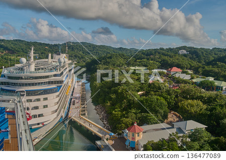Mahogany Bay in Roatan, Honduras, is a popular, purpose-built cruise port by Carnival, offering shops, restaurants, and access to Mahogany beach Mahogany Bay in Roatan, Honduras, is a popular, purpose-built cruise port by Carnival, offering shops, restaurants, and access to Mahogany beach 136477089
