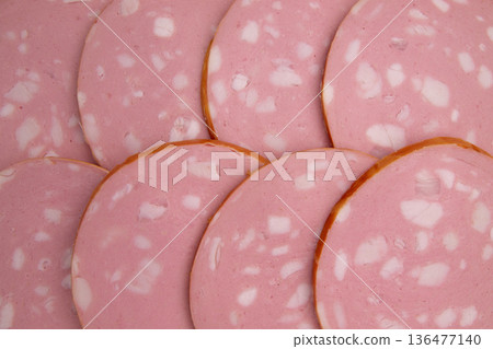 mortadella sausage as background mortadella sausage as background 136477140