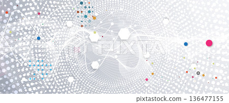 Cyber technology and science banner or header. Machine deep learning neural network 136477155