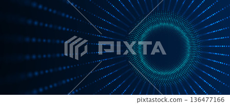 Cyber technology and science banner or header. Machine deep learning neural network 136477166