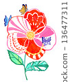 春花蝴蝶圖案 136477311