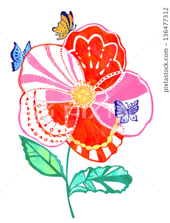 Spring Flower and Butterfly Material Spring Flower and Butterfly Material 136477312