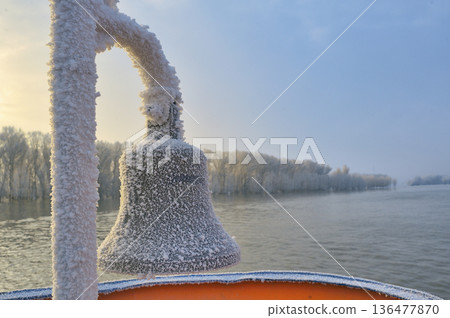 Frozen ship bell in winter time Frozen ship bell in winter time 136477870