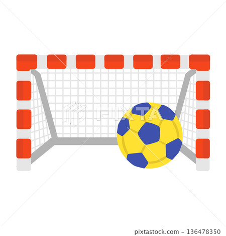 手球和手球門插圖 手球和手球門插圖 136478350