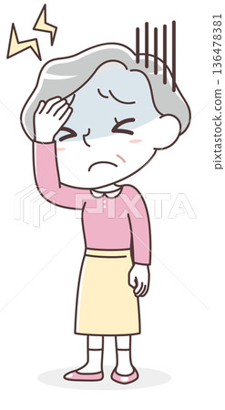 圖說:一位老年婦女正遭受劇烈頭痛(偏頭痛、壓力、健康狀況不佳、發燒)的折磨 圖說:一位老年婦女正遭受劇烈頭痛(偏頭痛、壓力、健康狀況不佳、發燒)的折磨 136478381