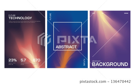 Gradient poster abstract design with shape background for modern cover. Blue brochure, digital card and fluid geometric elements.  136478442