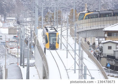 Utsunomiya Light Rail Winter Scenery 136478673