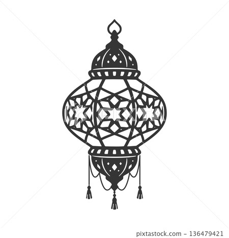 Turkish lantern silhouette icon 136479421