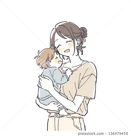 Happy smiling mother holding her baby 136479458