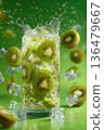 Vibrant kiwi drink splash close-up, ideal for healthy refreshment campaigns, vitamin branding, and social media 136479667