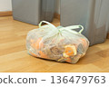 Organic Bio Waste in Garbage Bag for Compost and Recycling 136479763