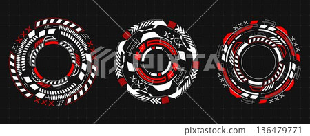 Round hud interface, circular tech elements 136479771