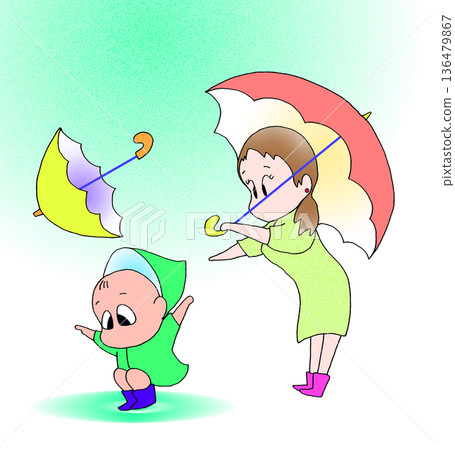 孩子在雨中玩耍 孩子在雨中玩耍 136479867