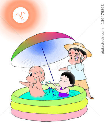 夏日里,一家人在水中玩耍 夏日里,一家人在水中玩耍 136479868