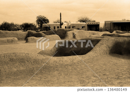 Ancient Casa Grande Ruins National Monument Sepia Toned 136480149