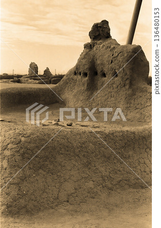 Ancient Casa Grande Ruins National Monument Sepia Toned 136480153