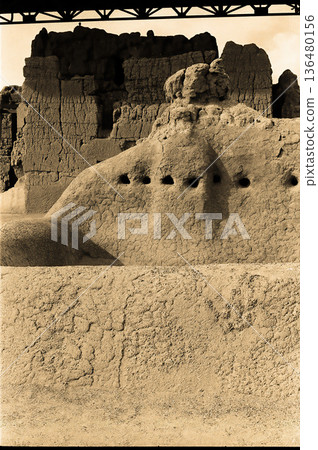 Ancient Casa Grande Ruins National Monument Sepia Toned 136480156