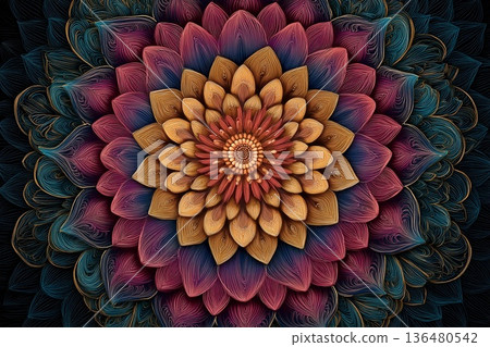 Intricate Indian Mandala Design With Vibrant Colors and Elegant Textures Generative AI 136480542