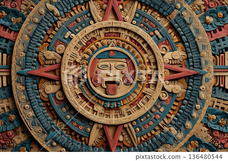 Intricate Vector Pattern Inspired by Ancient Aztec Culture and Artistry Generative AI 136480544