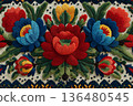 Vibrant Display of Ukrainian Embroidery Showcasing Rich Floral Patterns and Colors Generative AI 136480545