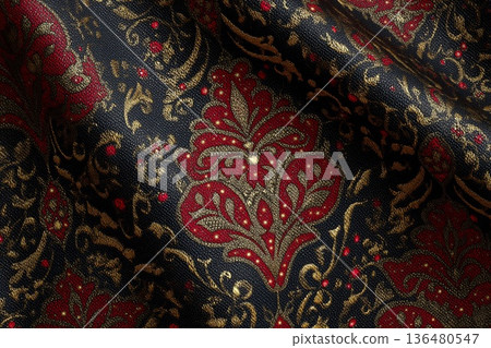 Elegant Digital National Ornament Showcasing Intricate Floral Patterns and Rich Colors Generative AI 136480547