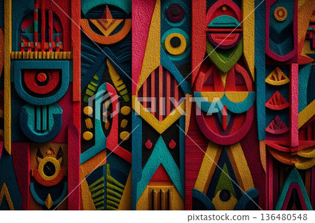 Vibrant African Tribal Patterns Bursting With Color and Cultural Significance Generative AI 136480548