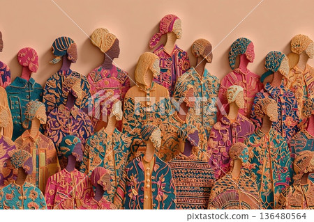 Vibrant Ethnic Patterns Come Alive in a Modern Pastel Composition Generative AI 136480564