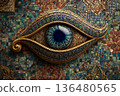 Symbolic Amulet Featuring the Eye of Fatima Adorned With Intricate Design Details Generative AI 136480565