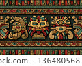 Intricate Vector Pattern Inspired by Ancient Aztec Art Showcasing Vibrant Symbols Generative AI 136480568