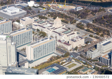 國會議事堂週邊區域的鳥瞰圖 136480572