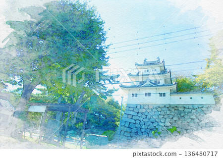【三重縣】津市津城牛虎樓水彩畫 【三重縣】津市津城牛虎樓水彩畫 136480717