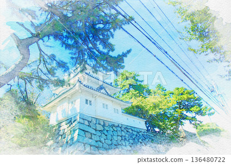 【三重縣】津市津城牛虎樓水彩畫 【三重縣】津市津城牛虎樓水彩畫 136480722