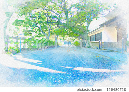 【三重縣】津市津城繡球花路水彩畫 【三重縣】津市津城繡球花路水彩畫 136480738